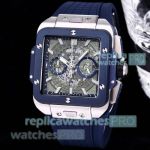 Copy Hublot Square Bang Unico Chronograph Blue Bezel 50 mm Watches